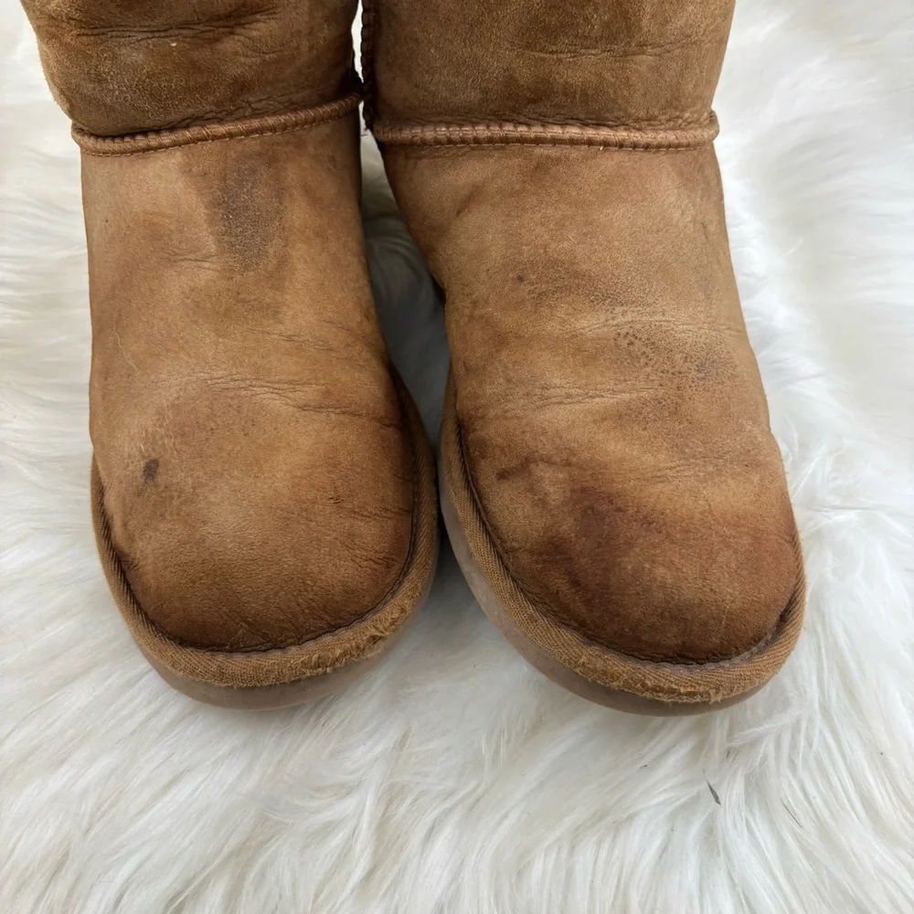 UGG Pull Up Bows Tan Winter Boots Size 9 Woman - Picture 2 of 15